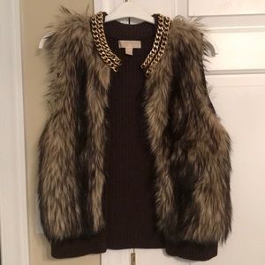 Michael Kors Brown Derby Faux Fur Vest